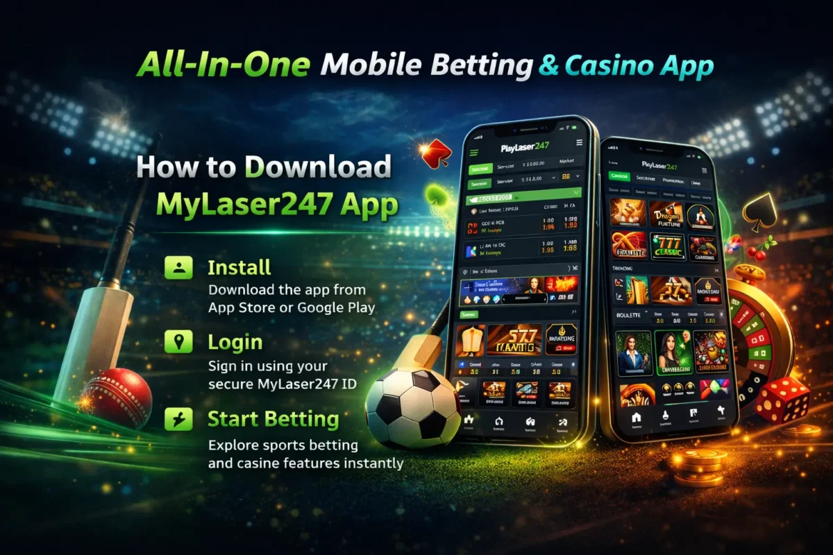 MyLaser247 App sports betting and live casino games mobile interface
