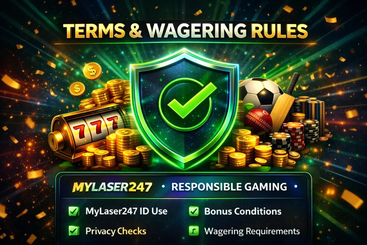 MyLaser247 Bonus terms and wagering rules explanation graphic