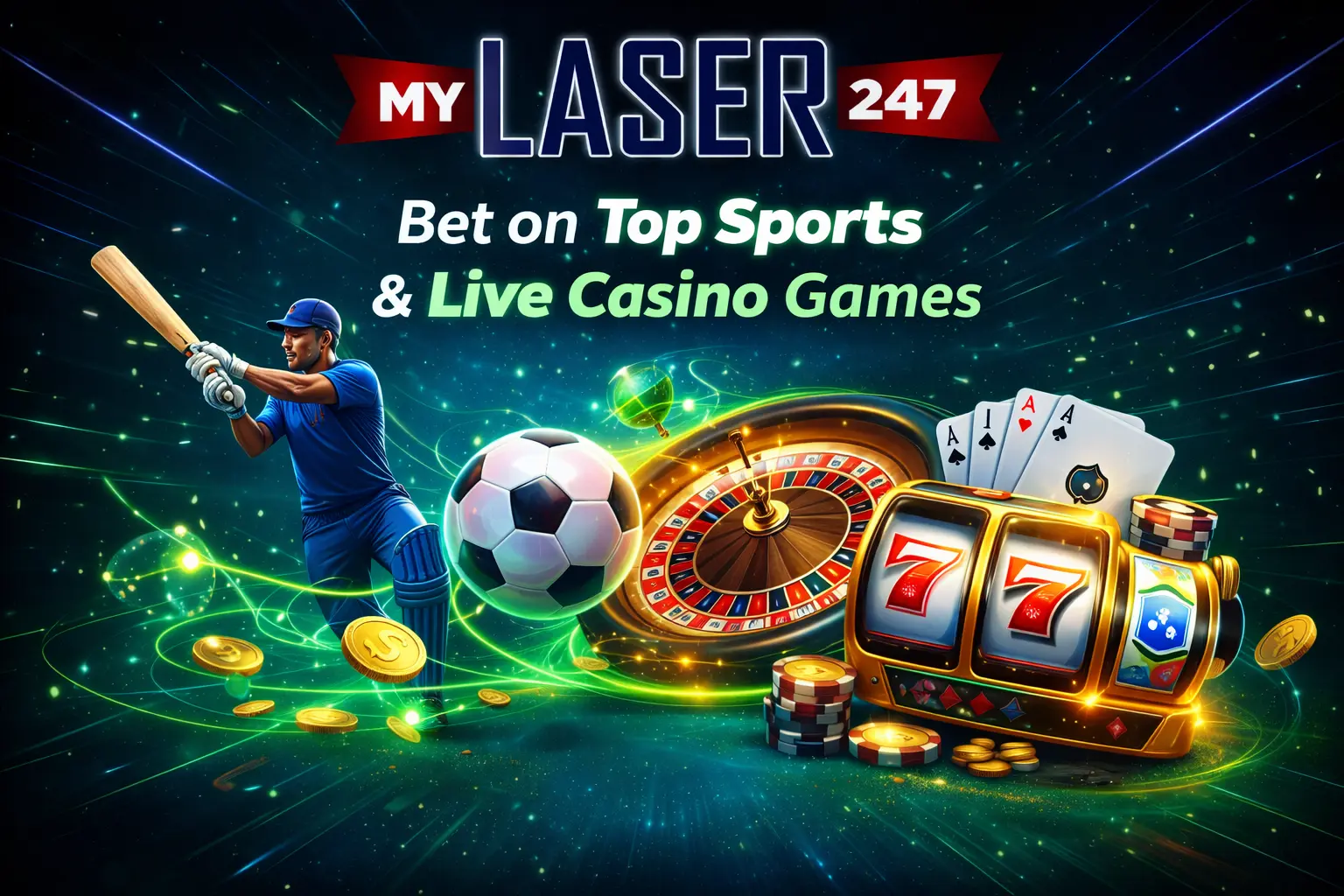 MyLaser247 ID sports betting and live casino games including cricket football roulette and slots