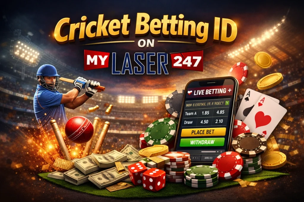 Cricket Betting ID on MyLaser247 best online betting platform with live betting interface cricket match and casino elements