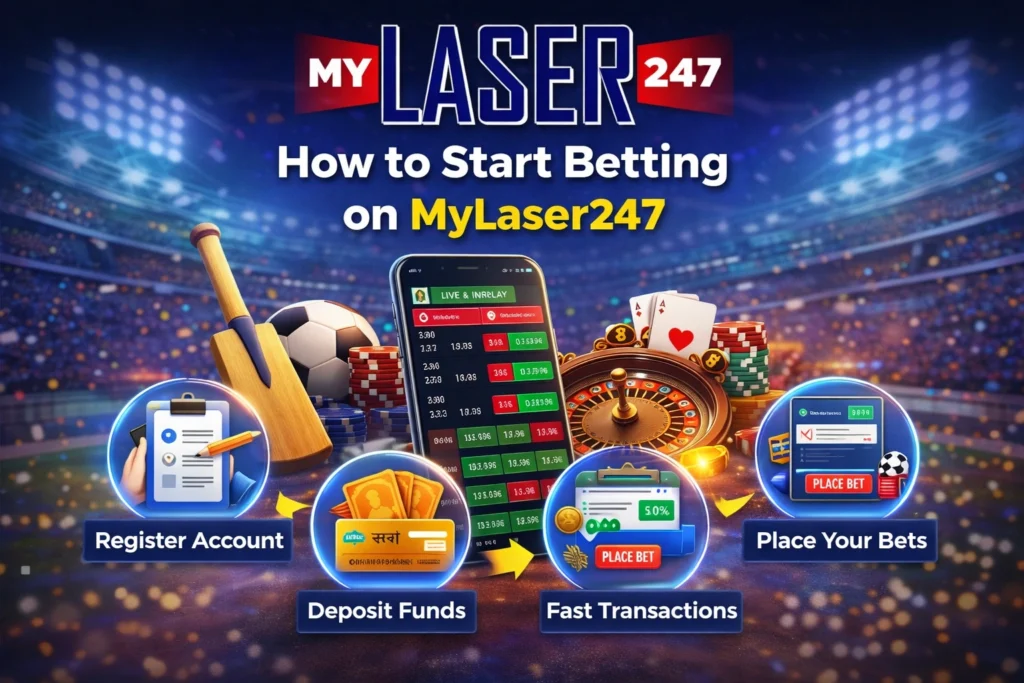 How to start betting on MyLaser247 best online betting platform with steps like register account deposit funds and place bets