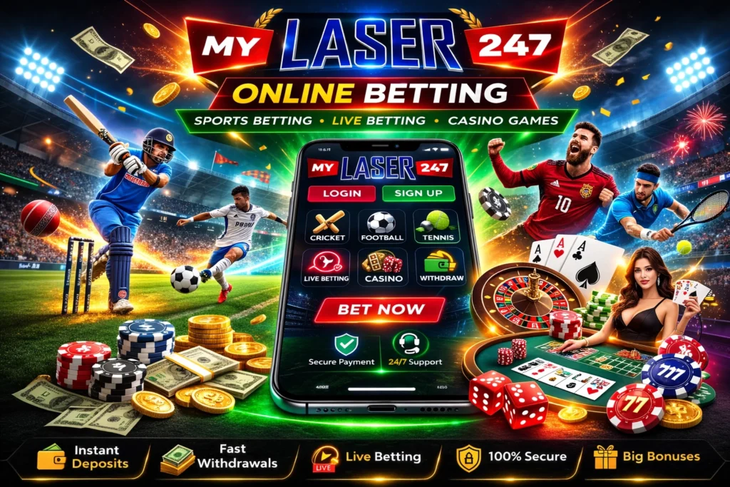MyLaser247 Online Betting platform logo for sports betting and casino games